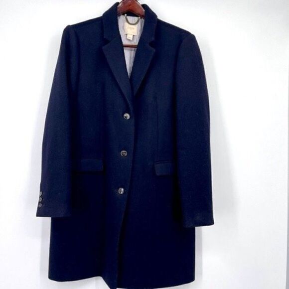 JCrew Womens navy blue wool coat size 4 medium length - Picture 7 of 7